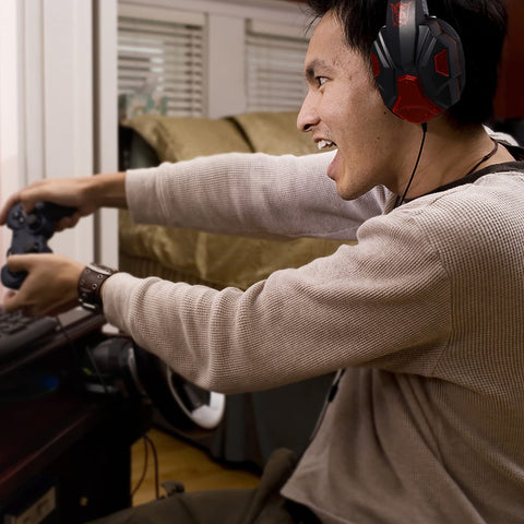 SOLUSTRE Luminous Gaming Headset Abs Earphone Red Ear Pads