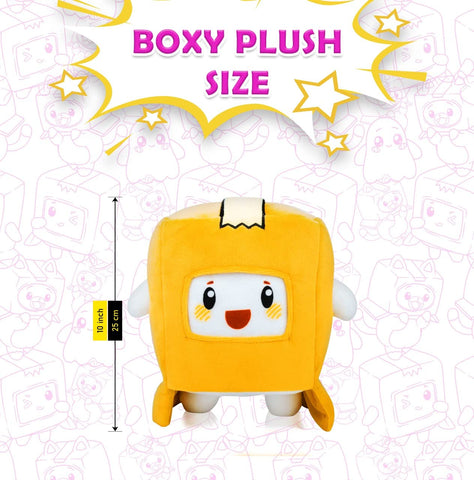 Lankybox Plushies with Detachable Head Mask, Foxy Boxy & Rocky Toy are gifts for Girls, Boys, Kids, Friends, Collect the LankyBox Merch (Boxy)