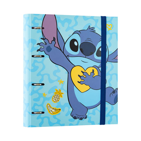 Erik Official Disney Stitch Tropical 4 Ring Binder - Premium A4 Folders Ring Binder - 10.6 x 12.6 inches / 27 x 32 cm - A4 Ringbinder - 4 Ring Binder A4 - Stitch Disney Gifts - Stitch Gifts