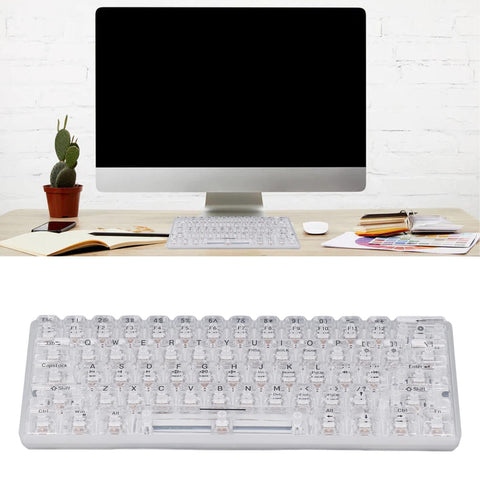 VBESTLIFE Wired RGB Gaming Keyboard, 61 Keys Clear Keycap Full Transparent Mechanical Keyboard Customizable Hot Plug Switch Gaming Keyboard with 19 Lights, for Office Gaming