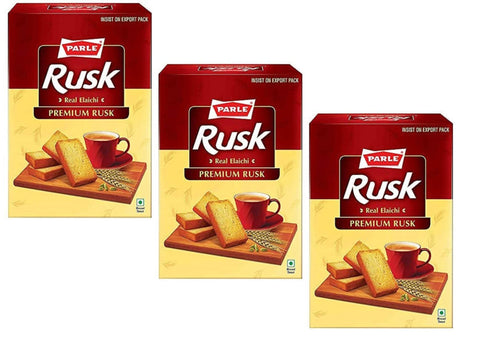 Parle Rusk 600g (Pack of 3) - Real Elaichi - Premium Rusk - Highly Nutritive - Tasty and Healthy - Perfect For Snack Lover