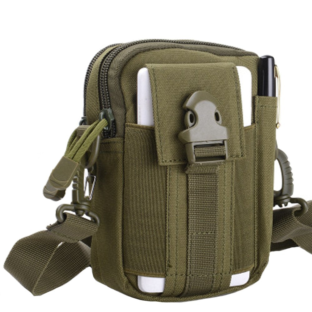 FiveloveTwo Small Hiking Waistpacks Multi-Purpose Poly Tool Holder EDC Pouch Waist Bag Military Nylon Utility Tactical Molle Pack Camping Pouch Army Green