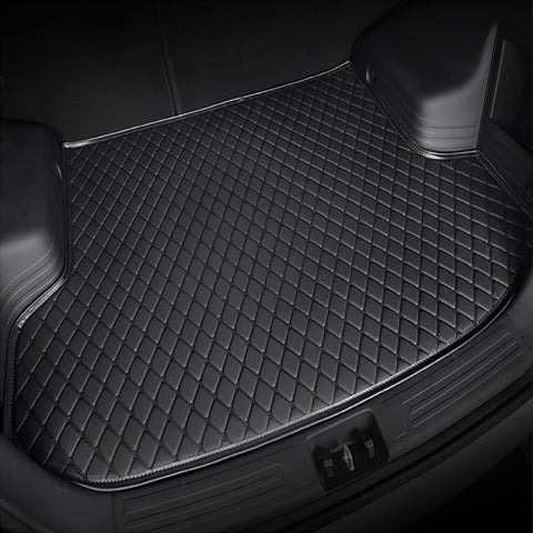 StRoux Car Leather Boot Liner Mats for BMW X1 F48 2015-2023, Tailored Rear Trunk Carpet Luggage Mat Cargo Tray Protector Liners Anti-Scratch Pad Auto Interior Accessories,A/All-Black