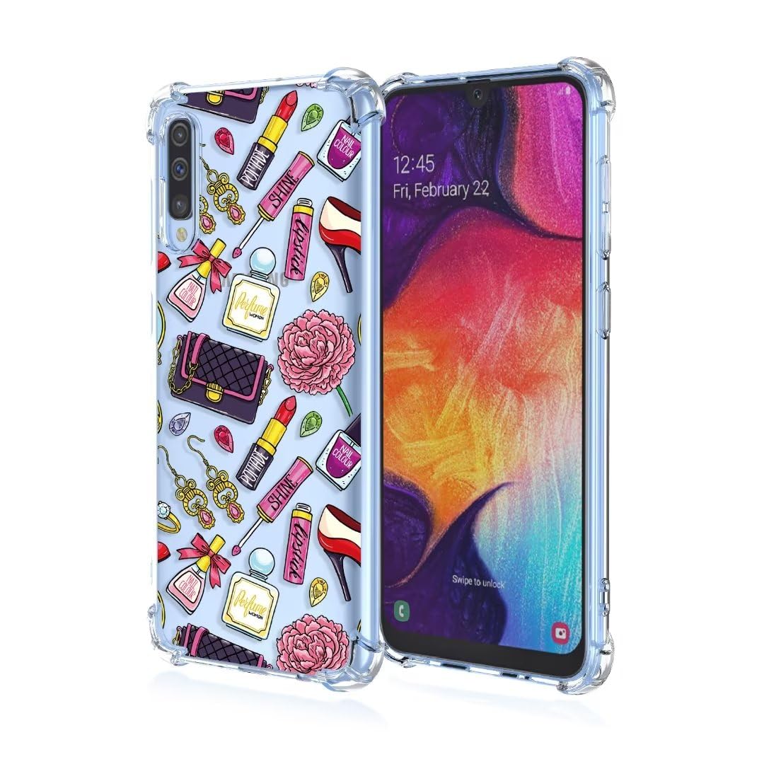 ATISIJIE Flower Case for Samsung Galaxy A70, Clear Floral Flower Pattern Print Design Soft TPU Case Shockproof Girl Women Phone Cover-A43