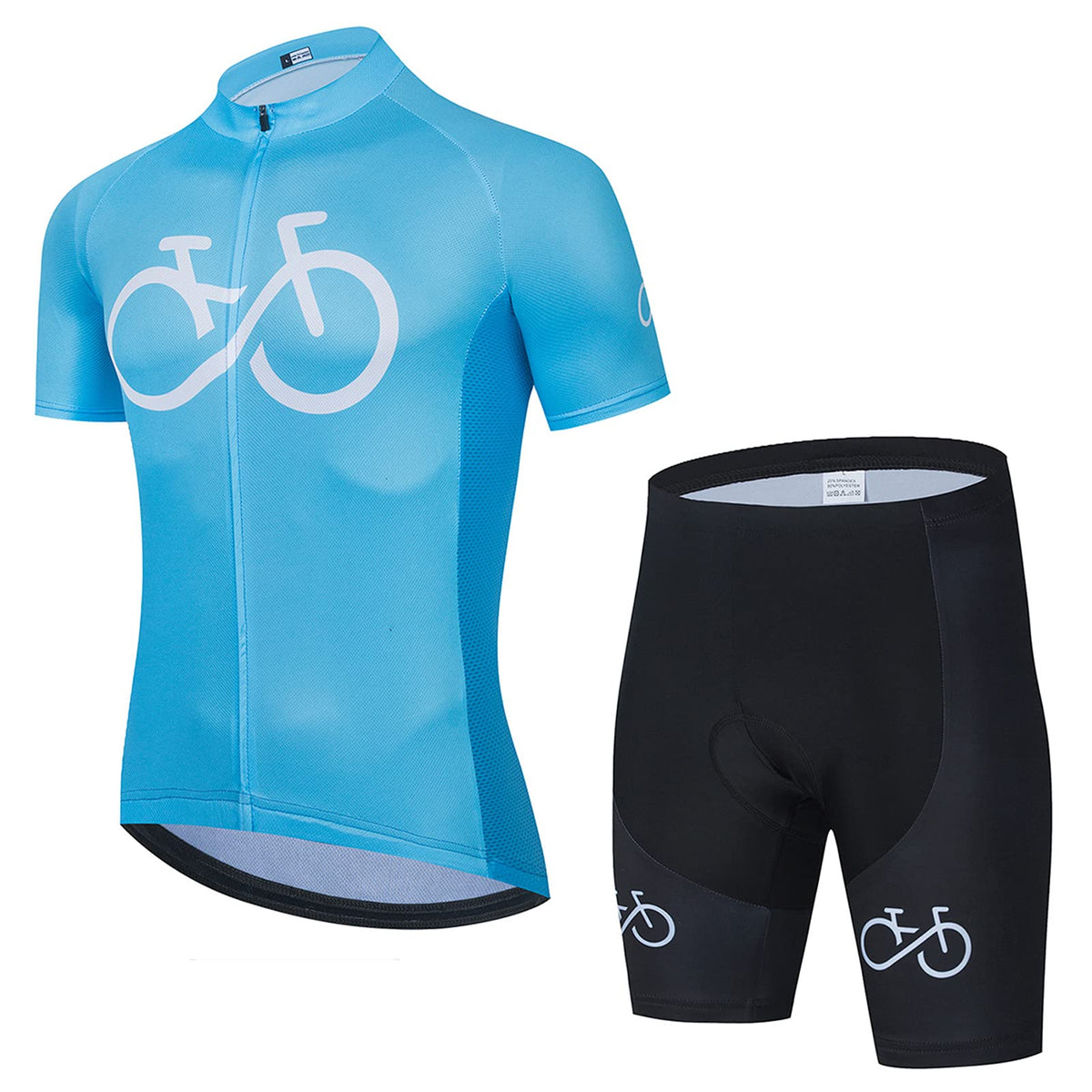 Men's Summer Cycling Jerseys Suit Short Sleeve Cycling Set Breathable Compression Cycle Clothes Short Sleeve Jersey and 19D Gel Padded Bib Short Pants (Blue 3,S)