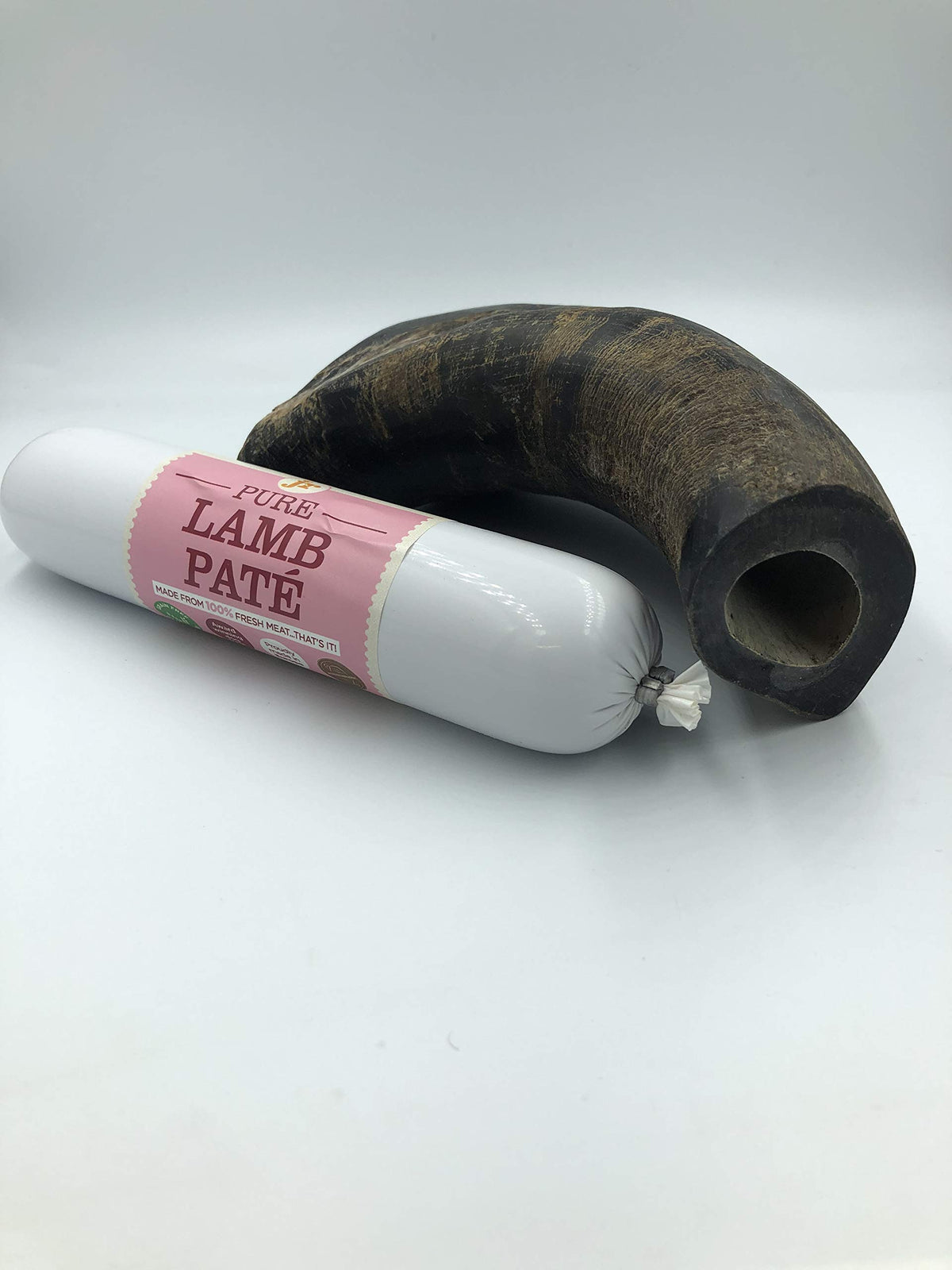 JR Pet Products 200g Pure Lamb Pate & Medium Buffalo Horn Long Lasting Dog Chew Treat Combo