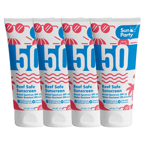 Sun Party Reef Safe Sunscreen SPF 50 6 oz Tube - 4 PACK
