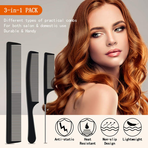 URAQT Hairdressing Combs Set, 3pcs Hair Combs Hair Brushes, Pin Tail Comb, Anti Static Fine Tooth Cutting Comb Professional Salon Styling Comb