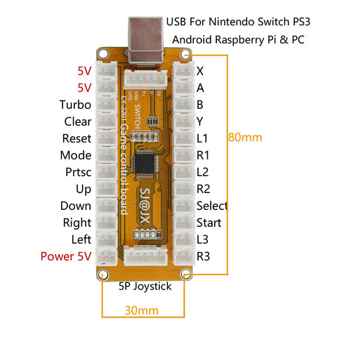 SJ@JX Arcade Game Controller USB Encoder Gamepad Cherry MX Microswitch Button 8way Joystick for Nintendo Switch PC PS3 Retropie Raspberry Pi MAME