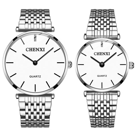 JewelryWe Luxury Couple Watches Gold-Silver Tone Stainless Steel Quartz Calendar Wristwatch Rhinestone His and Her Watch Set, for Anniversary, Wedding, Valentine's Day