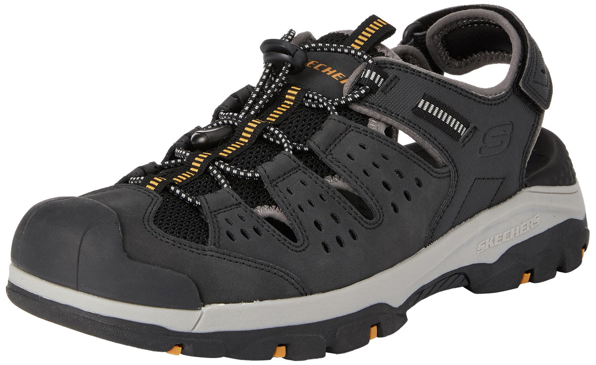 Skechers Men's TRESMEN MENARD Sandals, Black Synthetic Mesh, 8