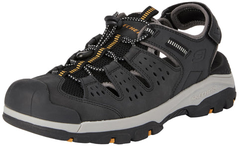 Skechers Men's TRESMEN MENARD Sandals, Black Synthetic Mesh, 8