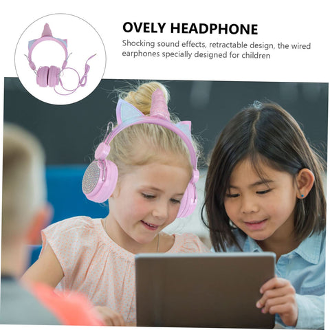UKCOCO 1pc Unicorn Headphones Over on Ear Headset Surround Sound Headphones Recording Headset Wired Headset with Mic Cat Ear Headphones Unicorn Headset Stereo Sponge Child School Supplies