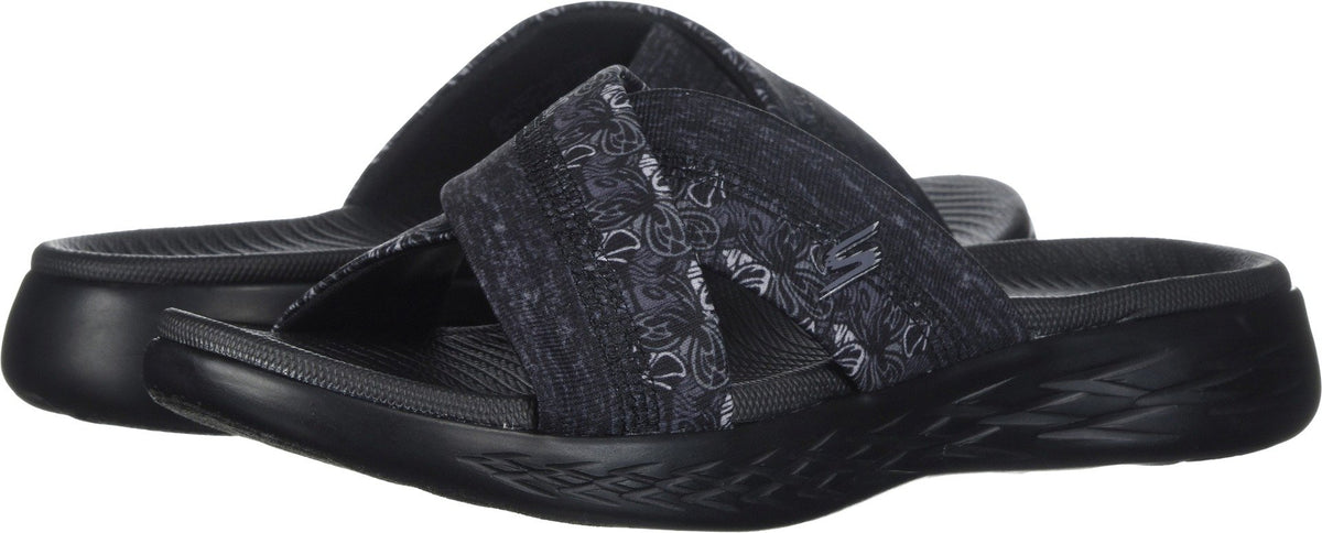Skechers Women's on -the-Go 600-Monarch Slide Sandal, black, 10 M US