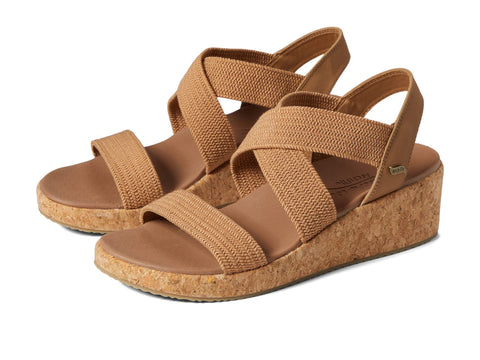 Skechers Women's Arch Fit Beverlee-Love Stays Wedge Sandal, TAN, 6