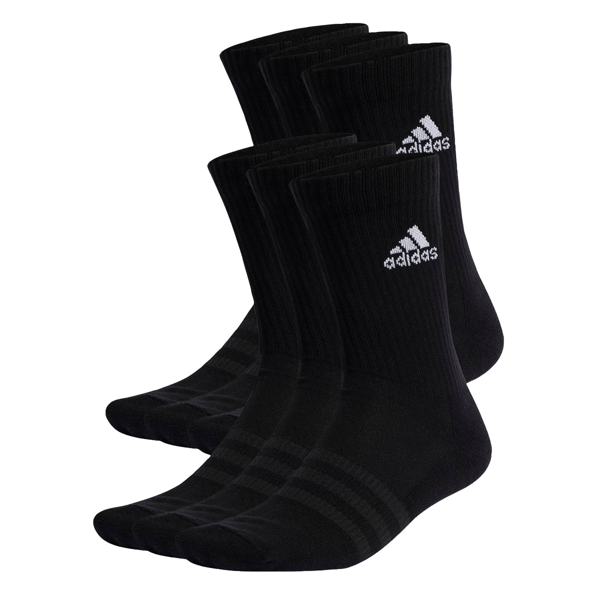 adidas Unisex Cushioned Sportswear Crew Socks 6 Pairs, Black / White, 13-14.5