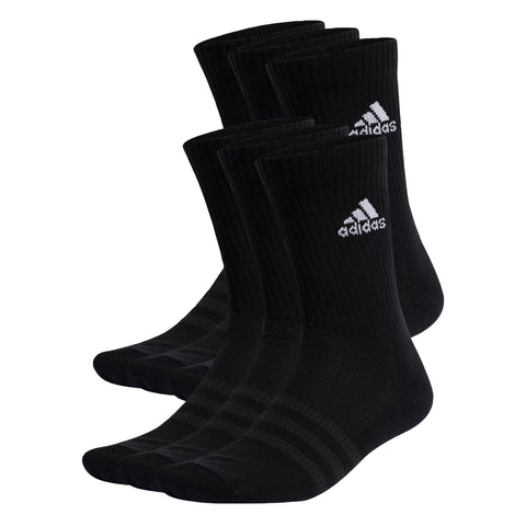 adidas Unisex Cushioned Sportswear Crew Socks 6 Pairs, Black / White, 13-14.5