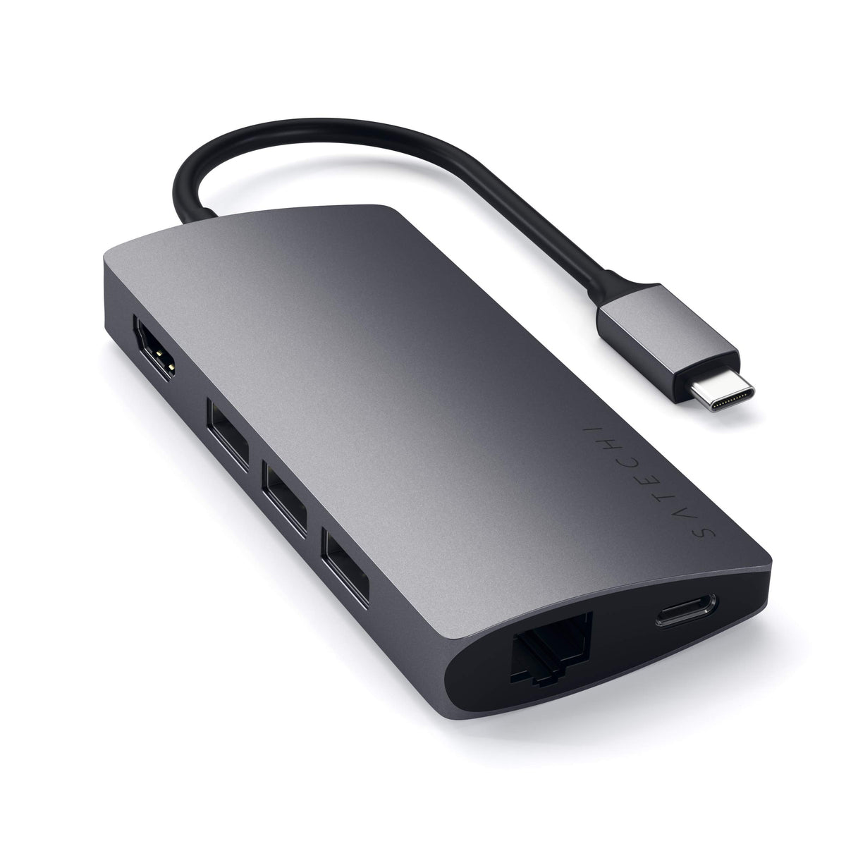 SATECHI USB C Hub Multiport Adapter V2 - USB C Dongle - 4K HDMI (60Hz), 60W USB C Charging, GbE, SD/Micro Card Readers, USB 3.0 - USBC Hub For MacBook Pro/Air M1 M2 - Space Gray