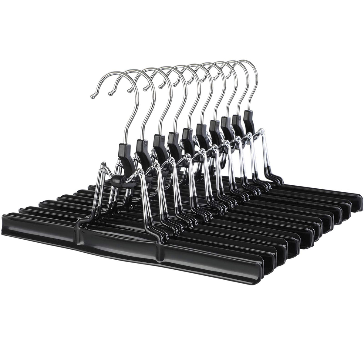 SONGMICS 10-Pack Trousers Hangers, Skirt Hangers, 360 Degree Swivel Hook,Black CRI07B-10,26 x 1.5 x 15.2 centimeters