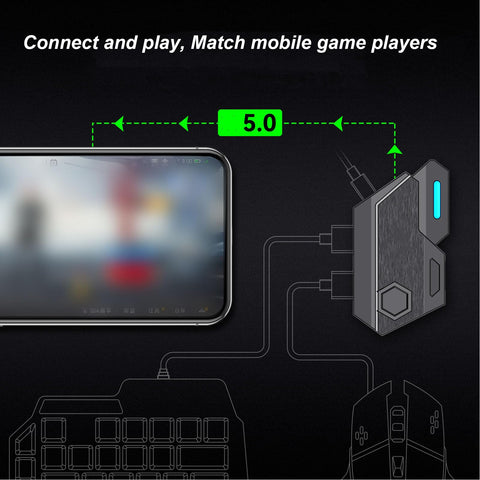 Half Hand Gaming Keyboard and Mouse Combo, Wired Mechanical RGB LED Backlit Half Keyboard, with Wired Gaming Mouse Converter, for Android Harmony iOS