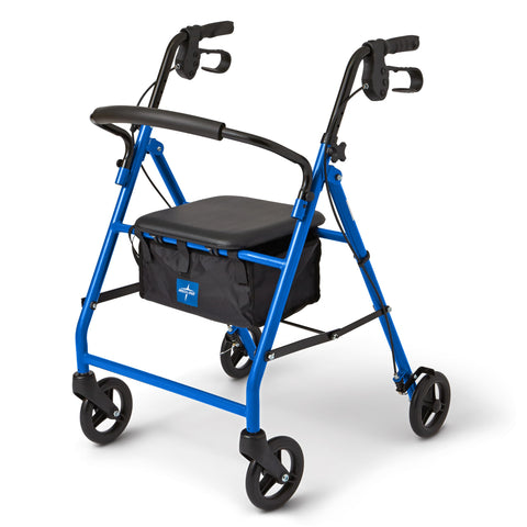 Medline Steel Rollator Walker for Adult Mobility Impairment, Blue, 350 lb. Weight Capacity, 6ÃƒÆ’Ã†â€™Ãƒâ€šÃ‚Â¢ÃƒÆ’Ã‚Â¢ÃƒÂ¢Ã¢â€šÂ¬Ã…Â¡Ãƒâ€šÃ‚Â¬ÃƒÆ’Ã¢â‚¬Å¡Ãƒâ€šÃ‚Â Wheels, Foldable, Adjustable Handles, Rolling Walker for Seniors