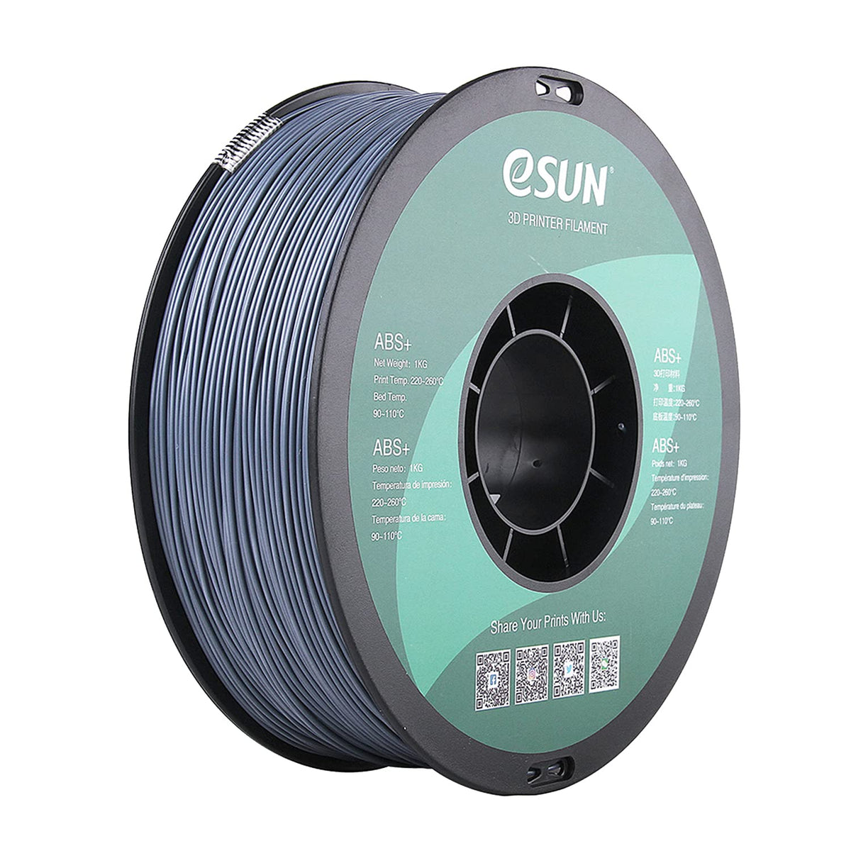 eSUN ABS+ Filament 1.75mm, Low Warping 3D Printer Filament ABS Plus, Dimensional Accuracy +/- 0.05mm, 1KG Spool (2.2 LBS) 3D Printing Filament for 3D Printers, Grey