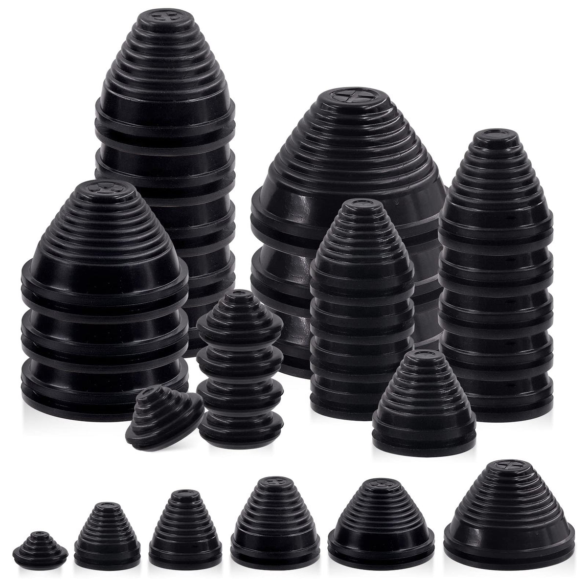 Glarks 26Pcs 6 Sizes Rubber Grommets Assortment Kit, 25mm/30mm/35mm/40mm/50mm/60mm Drill Hole Grommets Wire Protection Firewall Hole Plug for Wire, Plug, Plumbing