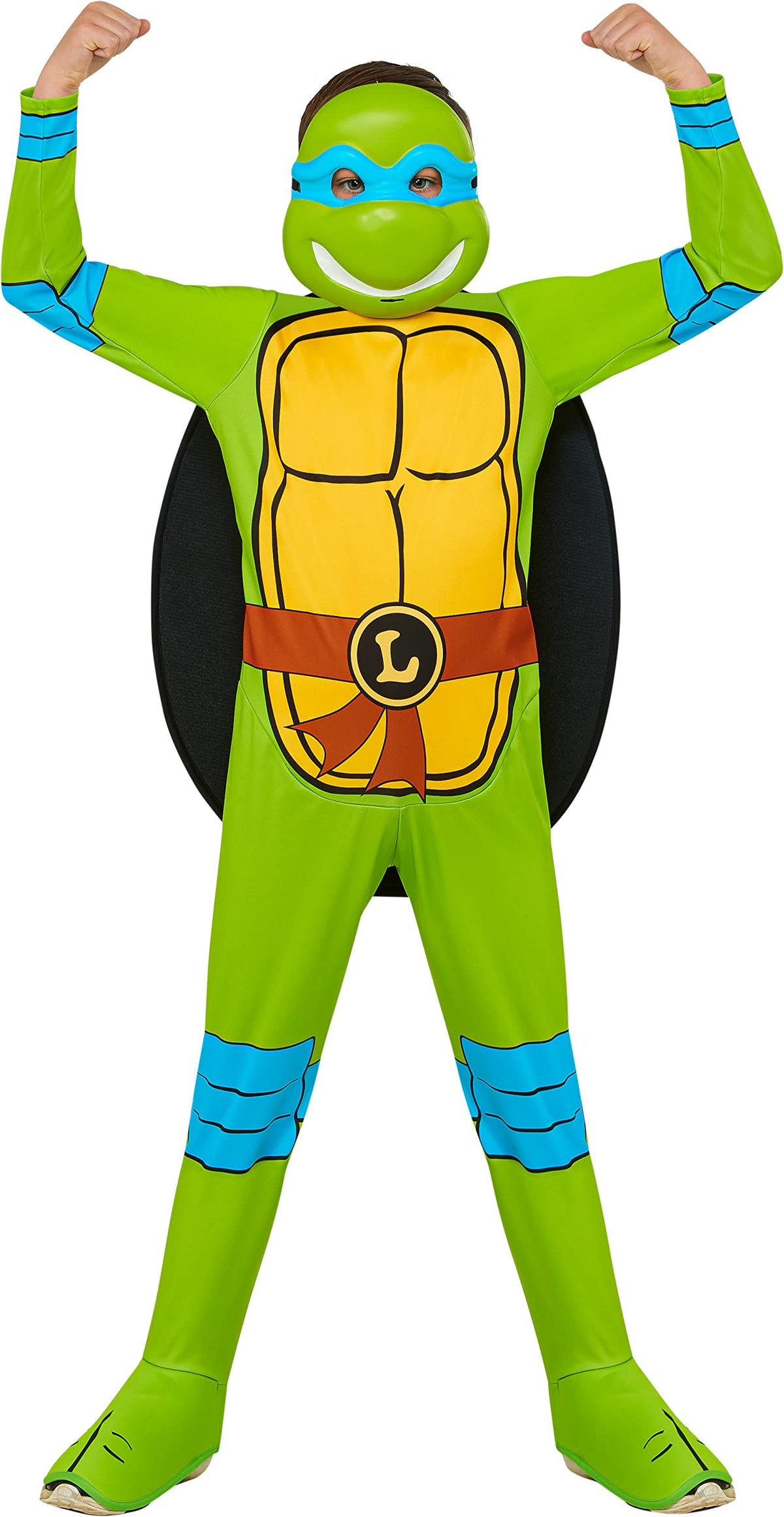 Rubie's Child's Teenage Mutant Ninja Turtles Leonardo Costume Jumpsuit, Shell, and Half-Mask, As Shown, Large