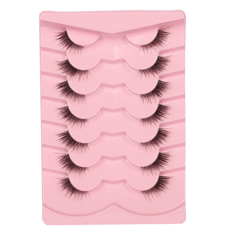 Gmagictobo Natural Half Lashes Cat Eye Look False Eyelashes Clear Band Fake Eyelashes Light Volume Soft Strip Eyelashes 7 Pairs