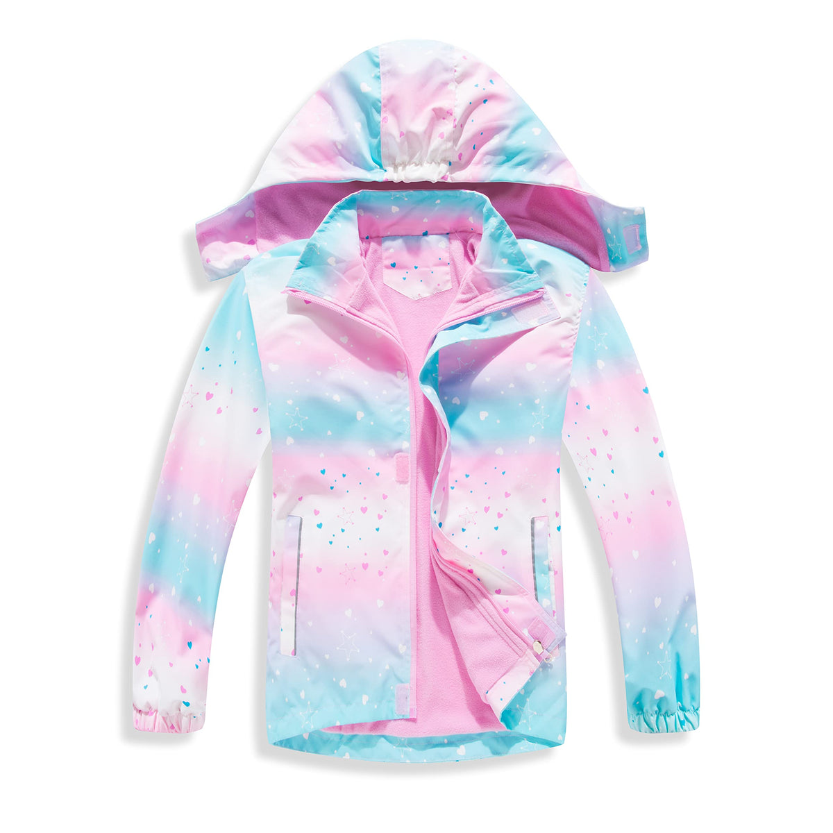 MGEOY Girls Rain Jacket Waterproof Fleece Jacket Cycling Rain Jacket for Girls Boys Raincoats Size 10-12