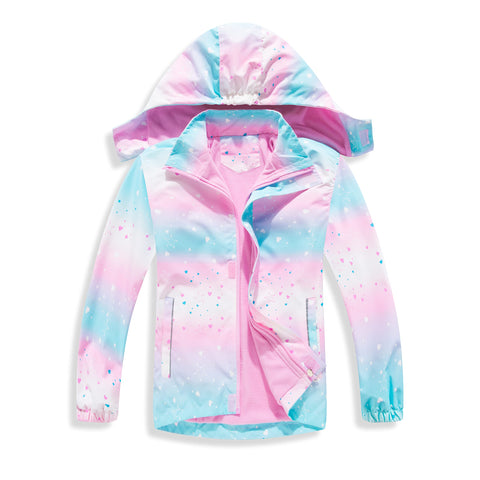 MGEOY Girls Rain Jacket Waterproof Fleece Jacket Cycling Rain Jacket for Girls Boys Raincoats Size 10-12