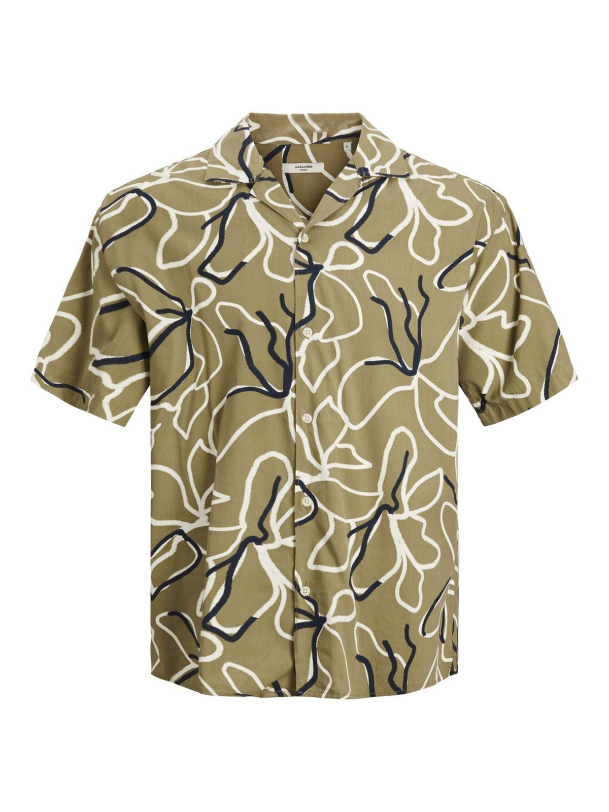 JACK & JONES Men's Jprblatropic Resort Shirt S/S Relax Sn, Covert Green/AOP:Relax Fit, M