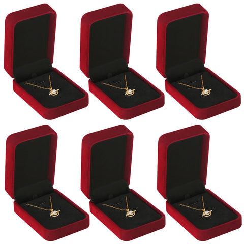 LETURE 6 Pieces Velvet Jewelry Gift Boxes for Necklace Pendant Bracelet Ring Earring, Jewelry Storage Display Case for Christmas Wedding Engagement Birthday Anniversary (Pendant Box-6PCS-RED)