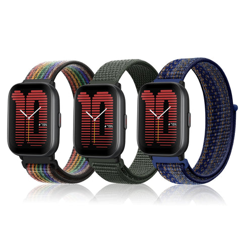 YealRed 20mm Nylon Strap [ 3 PCS ] Compatible with Amazfit Active/GTR Mini/GTS 4 / Bip 3 Pro, Replacement Sport Watch Band for Amazfit GTS 4 Mini/GTS 3 / Bip 3 Pro/Bip (HCH+JL+DGLPC)