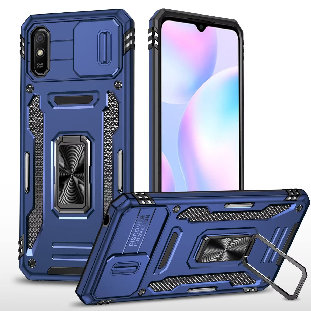 RanTuo Case for Samsung Galaxy A25 5G, TPU + PC Hybrid Armor 2 in 1, Scratch resistant, 360 Degree Rotating Ring Stand, Cover for Samsung Galaxy A25 5G.(Navy Blue)
