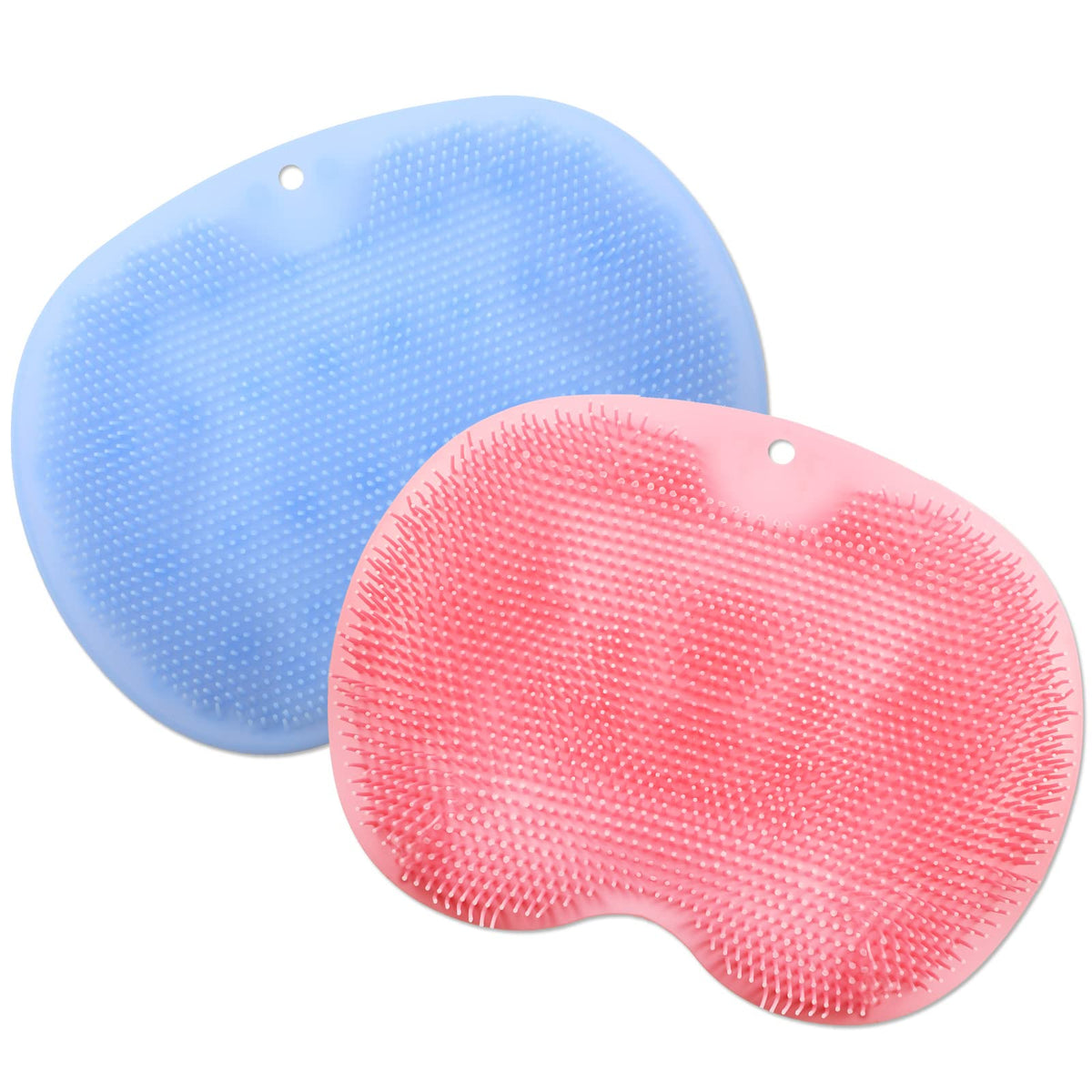 Remagr 2 Pieces Shower Foot Scrubber Mat Silicone Shower Foot Massager Back Washer for Shower Back Scrubber Exfoliate Feet Scrubber with Non Slip Suction Cups Foot Cleaner for Men and Women, 2 Colors