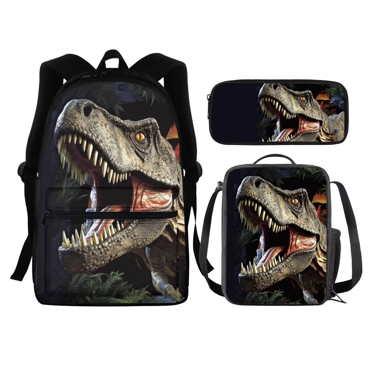 Guosanchn Dinosaur Backpack for Kids 5-7 8-12 Elementary School Bag for Kids Boys 3 Pcs Bookbag with Lunch Box Pencil Case Middle High College School BackPacks Satchel Lunch Bag Pencil Box Set