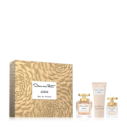 Oscar de la Renta Alibi Eau de Parfum 3 Piece Gift Set for Women - Perfume Spray 3.4 Fl. Oz. & 1.0 Fl. Oz., and Body Lotion 3.4 Fl. Oz