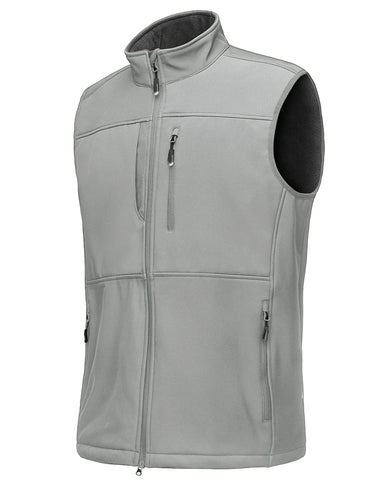 33,000ft Mens Softshell Gilet Activewear Vests Windproof Fleece Lined Outerwear Zipped Pockets Sleeveless Softshell Jacket for Leisure, Golf, Travelling Dark Grey S