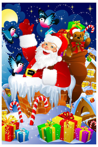 CVPuzzles Santa Claus Coming Down The Chimney 35 Piece Childrens Jigsaw Puzzle A Charming Holiday Scene for Kids, Educational Toy Large 12 x 18 Inch Puzzle for Family Fun and Christmas Cheer