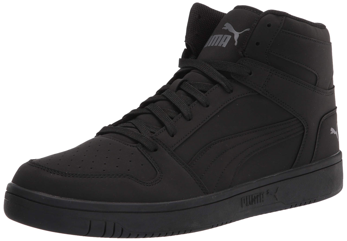 PUMA Mens Rebound Layup Sneaker, NUBUCK PUMA Mens Black-PUMA Mens Black-CASTLEROCK, 10