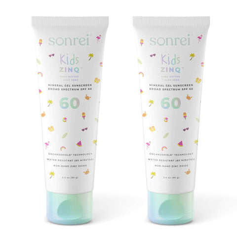 Sonrei Kids Zinq Mineral Face and Body Zinc Gel Athleisure Sunscreen SPF 60 | 3.4 oz (2 Pack)