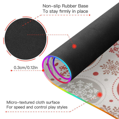 Christmas Snowflake Wireless Charging Mouse Pad for Mobile Phone Extra Large Gaming Mousepad with 13 Lighting Modes Extended Desk Mat for Office Home Gaming MacBook PC Laptop Desk