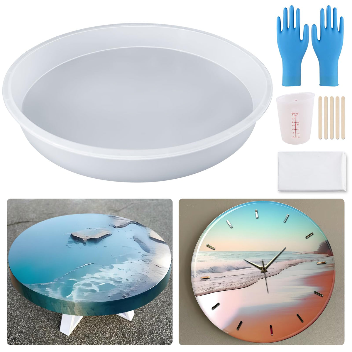12"Inch Deep Round Large Tray Resin Mold, Silicone Molds for Epoxy Resin,for Floral Preservation,Clock,River Table,Coffee Table, Resin Art,Home Decoration