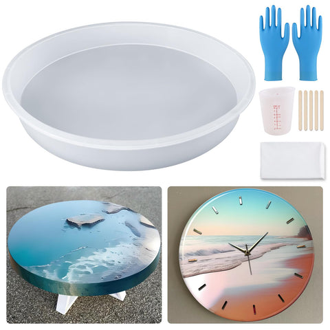 12"Inch Deep Round Large Tray Resin Mold, Silicone Molds for Epoxy Resin,for Floral Preservation,Clock,River Table,Coffee Table, Resin Art,Home Decoration