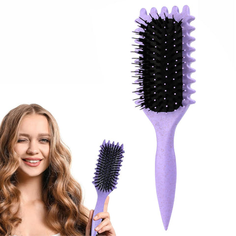 Maxmana Secret Curl Defining Brush, Curly Hair Brush Styling Brush for Detangling, Combing,Shaping and Defining Curls For Women and Men Less Pulling,Reduce Pulling and Curl Separation (Purple)