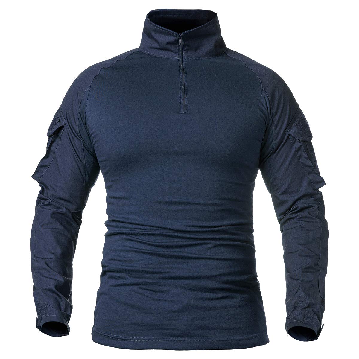 CARWORNIC Men's Military Tactical Combat Shirt Long Sleeve Outdoor Army T Shirt (Navy Blue, US M)