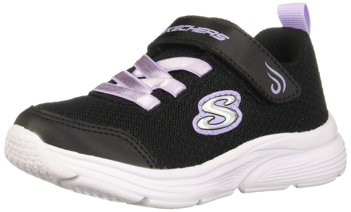 Skechers Kids Girls Wavy Lites-Blissfully Free Sneaker, Black, 13.5 Little Kid