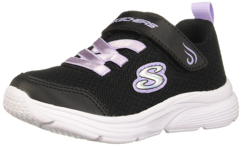 Skechers Kids Girls Wavy Lites-Blissfully Free Sneaker, Black, 13.5 Little Kid