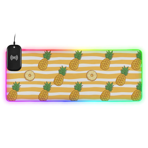 Cute Pineapple Wireless Charging Mouse Pad for Mobile Phone Extra Large Gaming Mousepad with 13 Lighting Modes Mouse Mat for Office Home Gaming MacBook PC Laptop Desk
